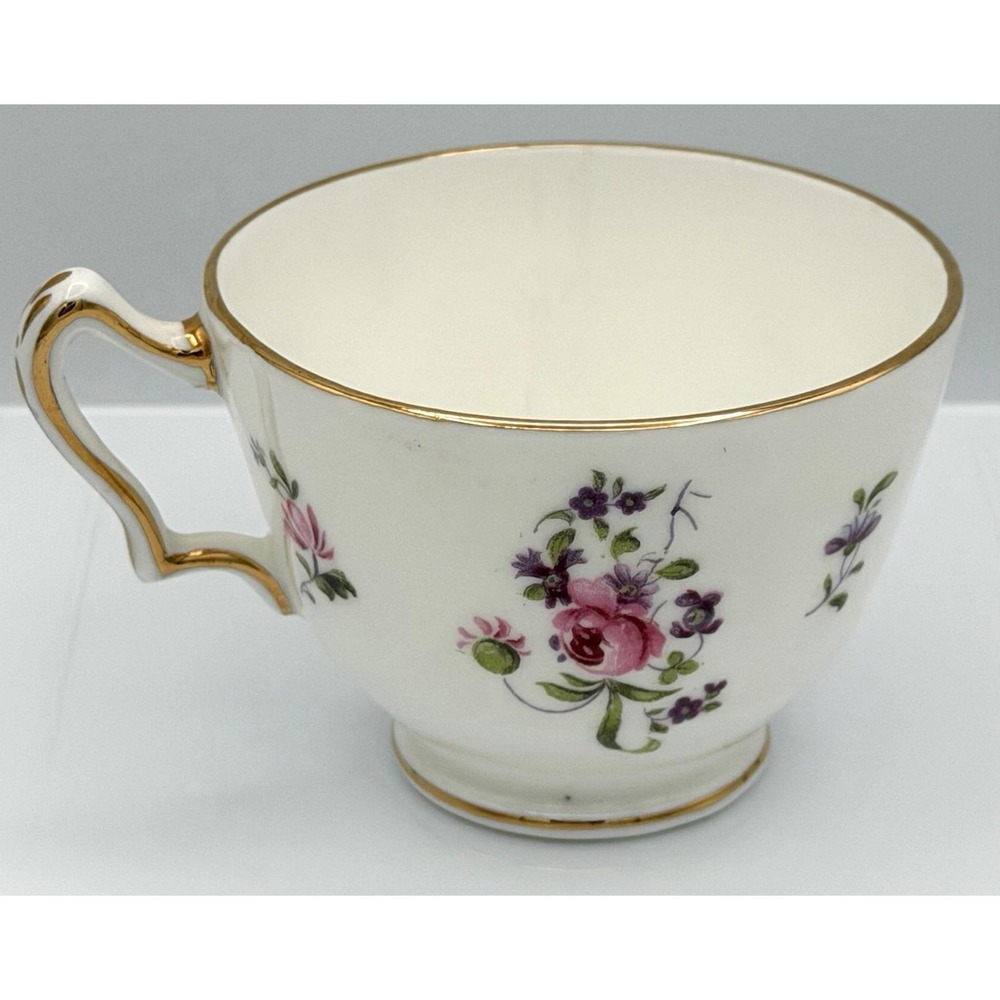 Crown Staffordshire Tea Cup England Pink Rose Gold Gilt Bone China F7295 EUC